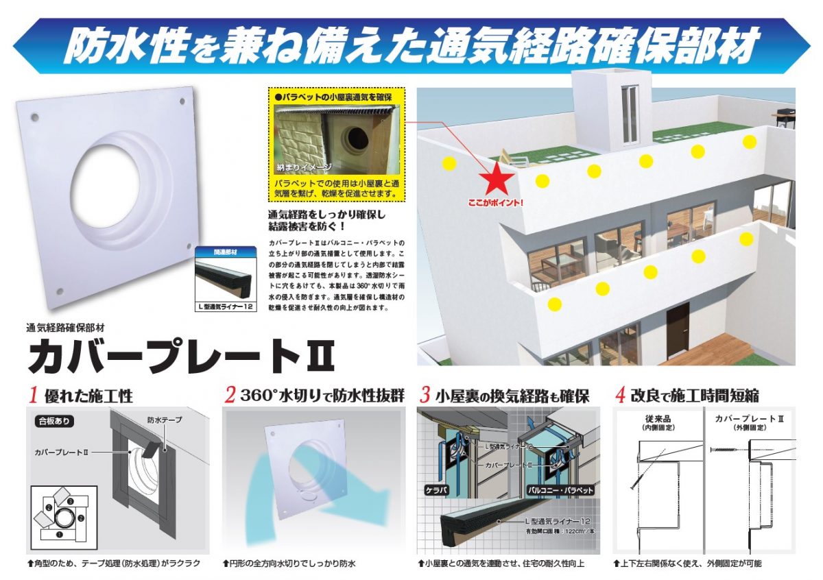 妻側外壁通気とサイディング通気金具工法として