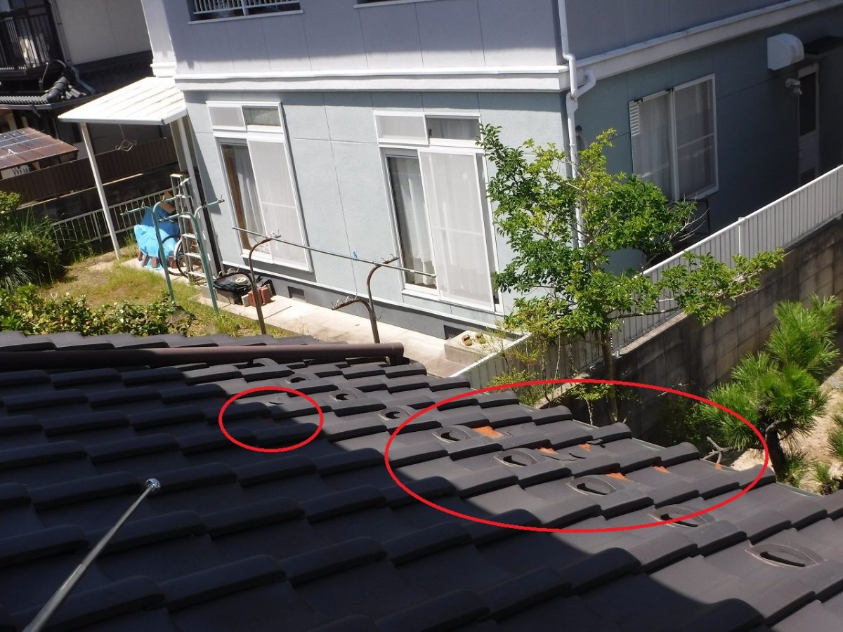 住宅診断広島瑕疵事象033「屋根瓦表面の剥がれ」
