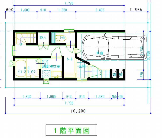 間口３.４ｍの３階建て木造住宅プラン！